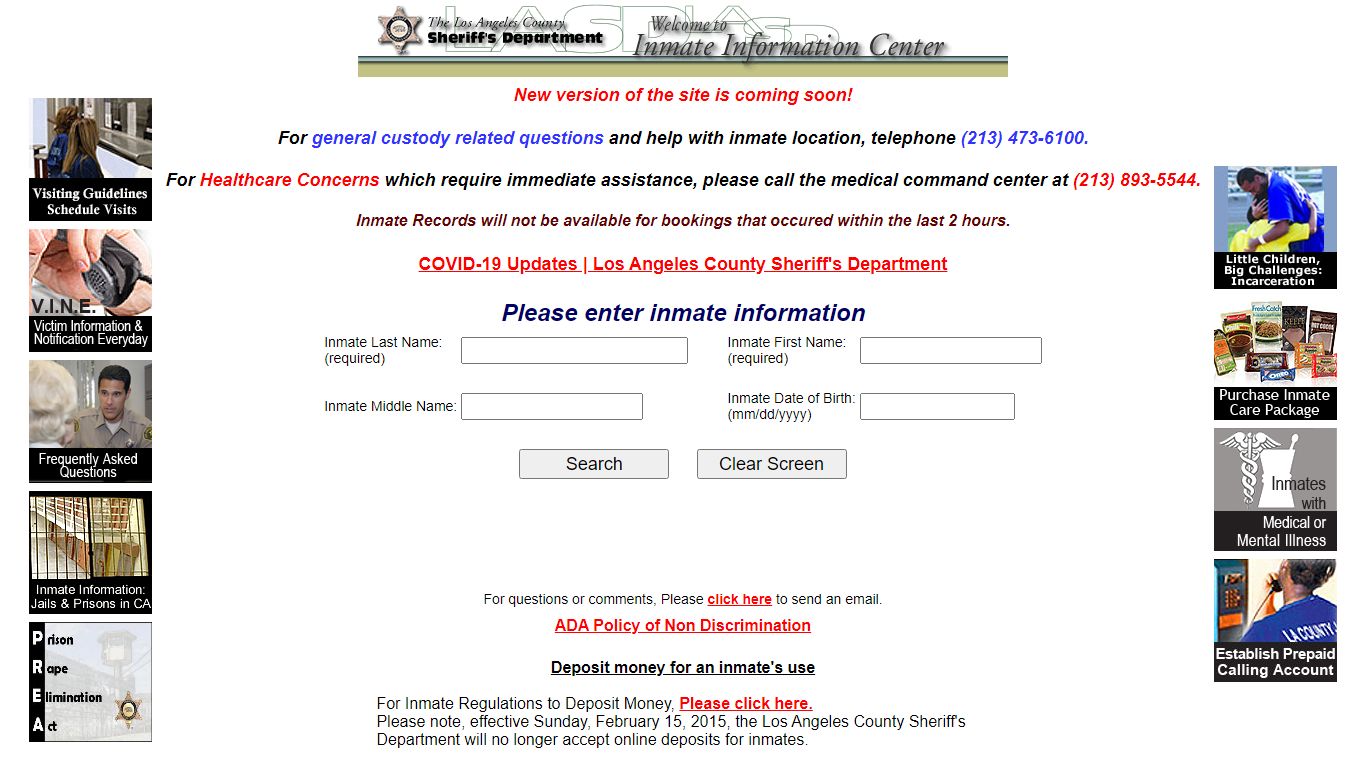 LASD Inmate Information Center - Inmate Search